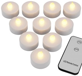 LED čajové sviečky 10 ks teplá biela, diaľkové ovládanie