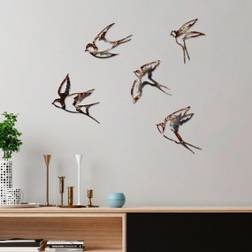 Nástěnná kovová dekorace Birds-2 vícebarevná