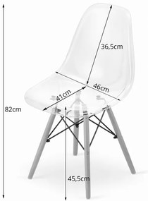 Jedálenská stolička OSAKA priehľadná (hnedé nohy)