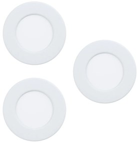 EGLO Podhľadové LED bodové osvetlenie FUEVA 5, 2,7W, teplá biela, 86mm, okrúhle, sada 3ks, biele