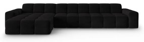 Čierna zamatová rohová pohovka (ľavý roh) Kendal - Micadoni Home