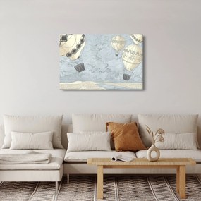 Obraz - Balóny nad mestom, chladné tóny (90x60 cm)