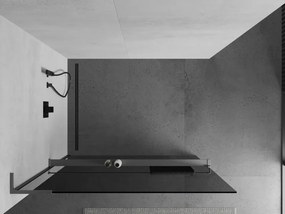 Mexen Kioto+ L, sprchová zástena Walk-In s poličkou a vešiakom 70 x 200 cm, 8mm šedé sklo, grafitový profil, 800-070-123-95-40
