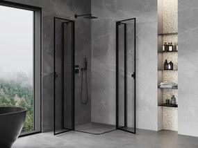 Mexen, Mexen Mist Duo výklopný sprchový kút 75 x 75 cm, čierny rám - 8A4-075L-075P-70-70