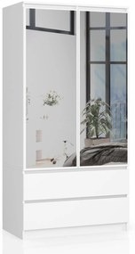Šatníková skriňa Star so zrkadlom 90 cm biela