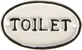 Bielo-čierna antik liatinová ceduľka Toilet - 10*1*6 cm