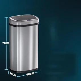InternetovaZahrada Bezdotykový hranatý odpadkový kôš s USB 58 L - strieborný