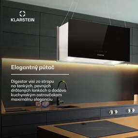 Klarstein Kronleuchter L, digestor, 60 cm, ostrovčekový, 590 m³/h, dotykové ovládanie, LED, čierny