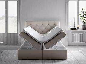 Kontinentálna posteľ 140 cm Ronda (béžová) (s úložným priestorom). Vlastná spoľahlivá doprava až k Vám domov. 1044316