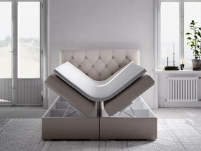 Manželská posteľ Boxspring 180 cm Ronda (béžová) (s úložným priestorom). Akcia -20%. Vlastná spoľahlivá doprava až k Vám domov. 1044318