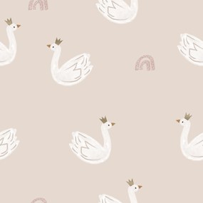 Krepové obliečky do postieľky Renforcé SWAN CLOUD ružové Rozmer obliečky: 45 x 65 cm | 90 x 140 cm