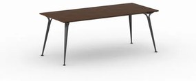 Kancelársky stôl PRIMO ALFA, čierna podnož, 2000 x 900 mm, orech