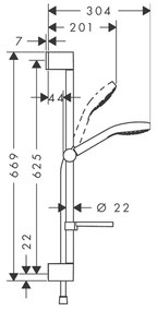 Hansgrohe Croma Select E, sprchová sada Vario so sprchovou tyčou 65 cm a miskou na mydlo, biela/chrómová, HAN-26586400