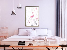 Artgeist Plagát - Flamingo Family [Poster] Veľkosť: 30x45, Verzia: Čierny rám s passe-partout