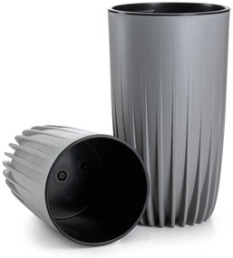 PLASTOVÝ KVETINÁČ STRIPPED 25X42 CM SIVÁ