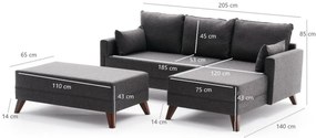 Rohová rozkladacia pohovka Bella Mini Right Anthracite