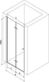 Mexen Lima, skladacie sprchové dvere do otvoru 80 x 190 cm, 6mm číre sklo, chrómový profil, 856-080-000-01-00-D