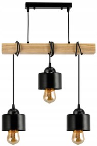 BERGE Závesné stropné svietidlo LED drevený trám 3xE27 loft cup