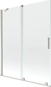 Mexen Velar, 2-krídlová posuvná vaňová zástena 140 x 150 cm, 8mm číre sklo, brúsená oceľ, 896-140-000-01-97