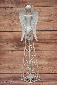 Kovový svietnik Anjel so srdiečkom (13,5x51x13,5cm) - vianočný