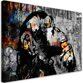 Gario Obraz na plátne Banksy street art opica Rozmery: 100 x 70 cm