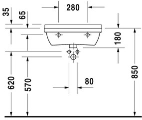 Duravit Starck 3 - Umývadlo Compact 550x370 mm, 1 otvor pre batériu prepichnutý, biela 0301550000