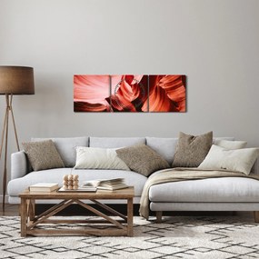 Obraz červených skál (s hodinami) (90x30 cm)