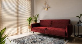 Koberec DISTIN 0834A tmavomodrá / modrá / žltá - ornament, vintage, strapce