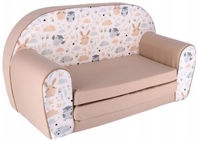 Detská rozkladacia MINI pohovka Zvieracia partička - béžová