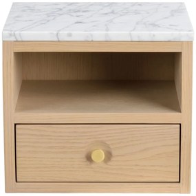 Nočný stolík s doskou v dekore mramoru v prírodnej farbe Whitmore – Rowico