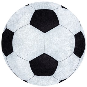 Prateľný protišmykový okrúhly koberec JUNIOR 51553.802 Futbalová lopta, čierno - biely