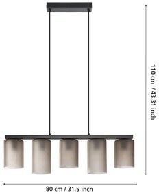 Eglo 901163 - Luster na lanku COLOMERA 5xE27/40W/230V šedá