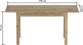 Vintino Jedálenský stôl ZENOX 120–160 cm × 70 cm – dub prírodný