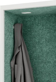Akustická kabína SALLY MentalBox 600 mm – biely korpus, zelené sedadlo