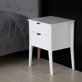 Nočný stolík GALÓN 48x40x65 cm - biely, 2x zásuvka