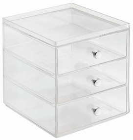 Transparentný organizér 3 zásuvkami iDesign Drawers, výška 18 cm