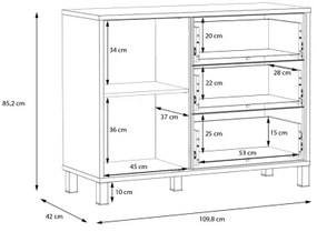 Komoda s zásuvkami OREN hnedá/čierna
