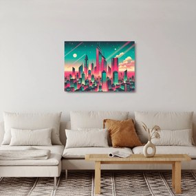 Sklenený obraz – Veľkomesto v pop-art štýle (70x50 cm)