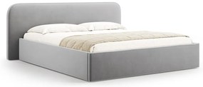 Svetlosivá čalúnená dvojlôžková posteľ s úložným priestorom s roštom 160x200 cm Elizabeth – Micadoni
