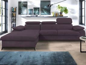 Rohová sedacia súprava Scala, hroznová ružovo-fialová látka, ľavý roh