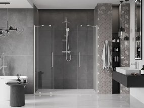 Mexen Velar Duo, posuvné sprchové dvere do otvoru 200 cm, 8mm číre sklo, brúsená oceľ, 871-200-000-02-97