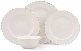 24-dielna jedálenská súprava, biela/zlatá, porcelán