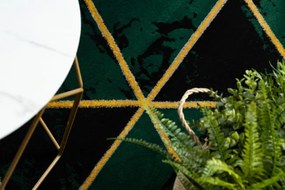 Koberec EMERALD exkluzívny 1020 glamour, styl marmur, trojuholníky fľaškovo zelený / zlatý