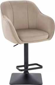 LuxuryForm DESIGN Barová stolička AVOLA VELUR na čiernej hranatej podstave - latte