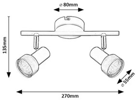 Rabalux 73012 - Stropné bodové svietidlo KONRAD 2xGU10/50W/230V
