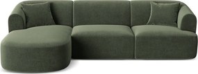 Zelená zamatová rohová pohovka (ľavý roh/s leňoškou) Campi – Cosmopolitan Design