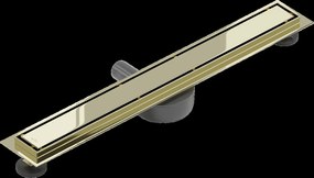 Mexen Flat 360°, nerezový sprchový žľab vzor M13 2v1 na vloženie dlažby 60 cm, zlatá lesklá, 1510060-40