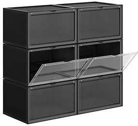 Boxy na topánky, 6 ks, stohovateľné, priehľadné, 22 x 36 x 28 cm