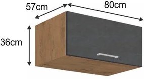 Horná kuchynská skrinka Vega 80 NAGU-36 1F - dub lancelot / sivá matná