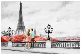 Obraz - Milenci v Paríži (90x60 cm)